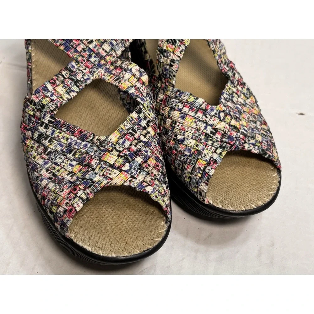 Bernie Mev Drake‎ Woven Elastic Wedge Sandals Floral Criss Cross Womens 39 US 8